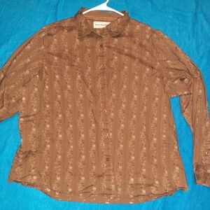 Bit & Bridle Brown Casual Button Down Shirt 2XL